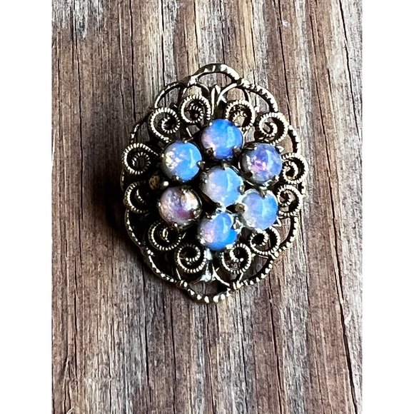 Faux Opal Cabochon pin Brooch Pendant - Picture 1 of 5